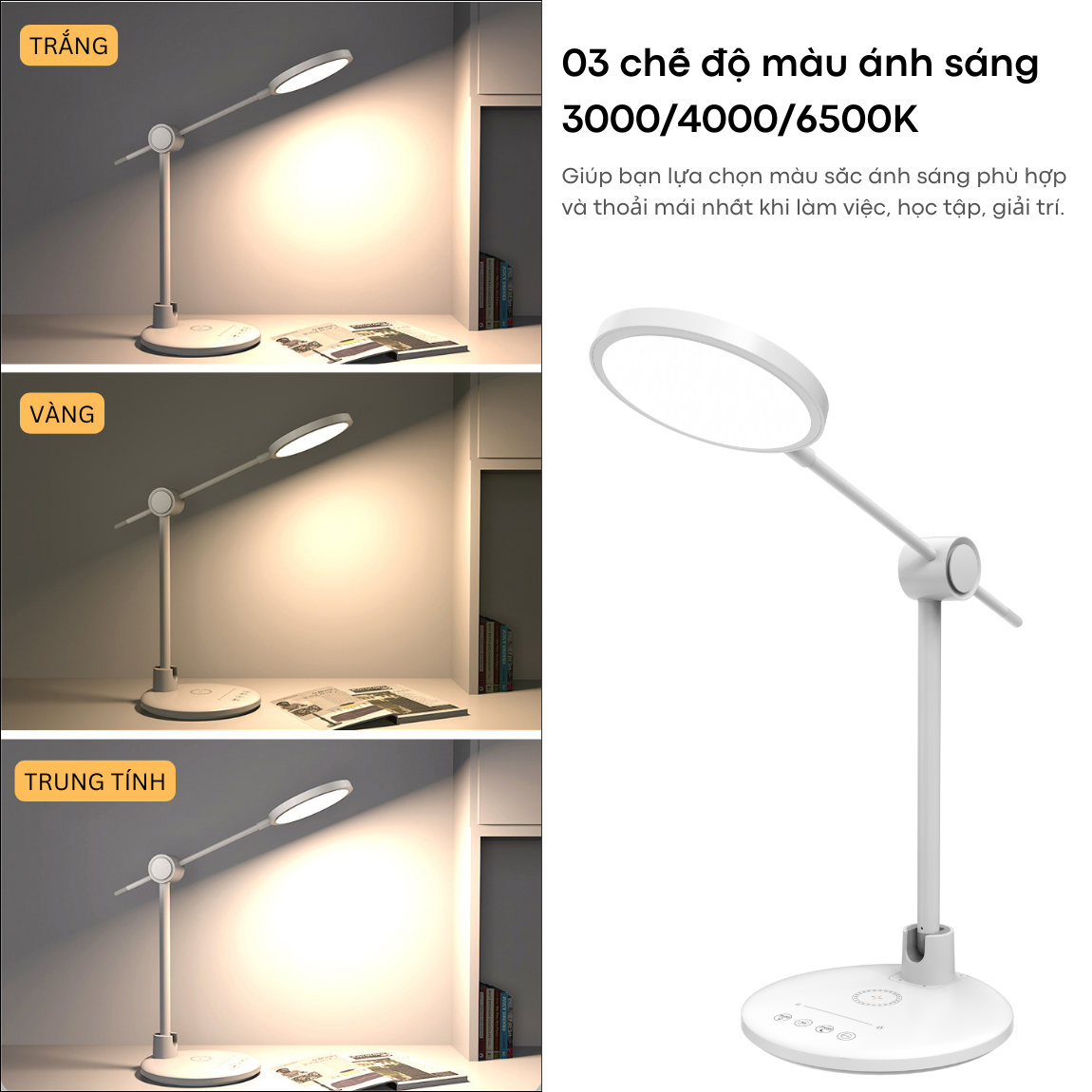 Đèn Bàn Học LED RG0 Tamayoko 3 Chế Độ Ánh Sáng Bảo Vệ Mắt Chống Cận Thị Không Phát Xạ Ánh Sáng Xanh Model TB-55S/SW