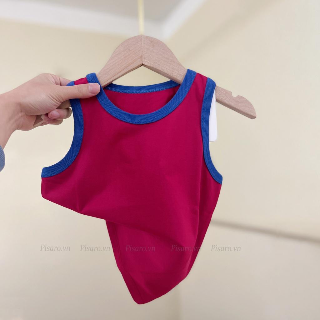 Áo ba lỗ bé trai bé gái PisaroKids 100% Cotton, áo thun trẻ em cao cấp co dãn mềm mịn