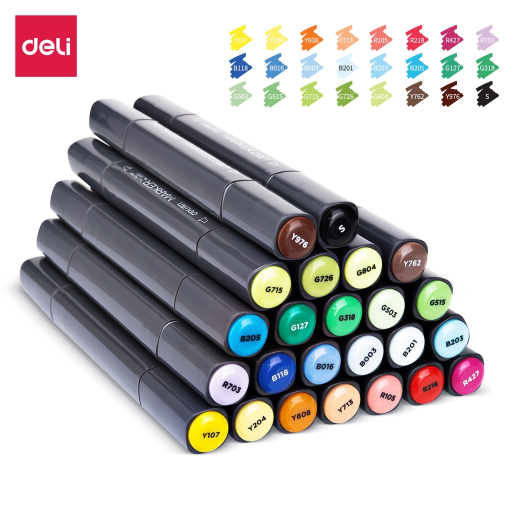 Bút màu marker chuyên nghiệp Deli -kèm túi vải - 30/40/60/80 Màu - 70806