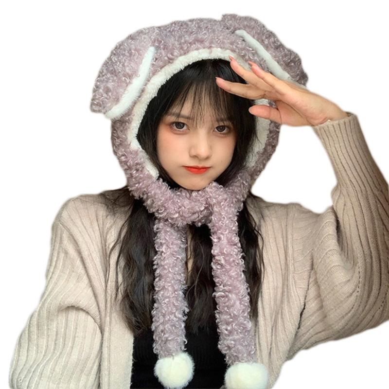 Ngọt Ngào Hoạt Hình Dễ Thương Gấu/Nón Tai Thỏ Leifeng Nón Món Quà Mùa Đông Chống Gió Khăn Dễ Thương Mùa Đông Dày Khăn Cho Người Trưởng Thành kid