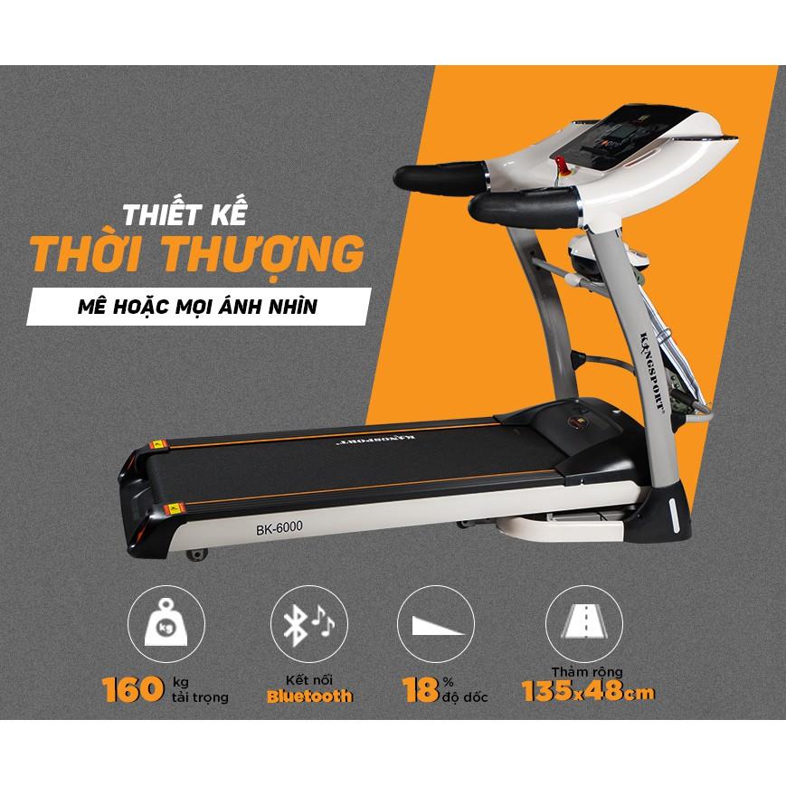 Máy chạy bộ KINGSPORT BK-6000 đa năng có chức nâng dốc tự động, kèm theo đai massage và thanh gập bụng