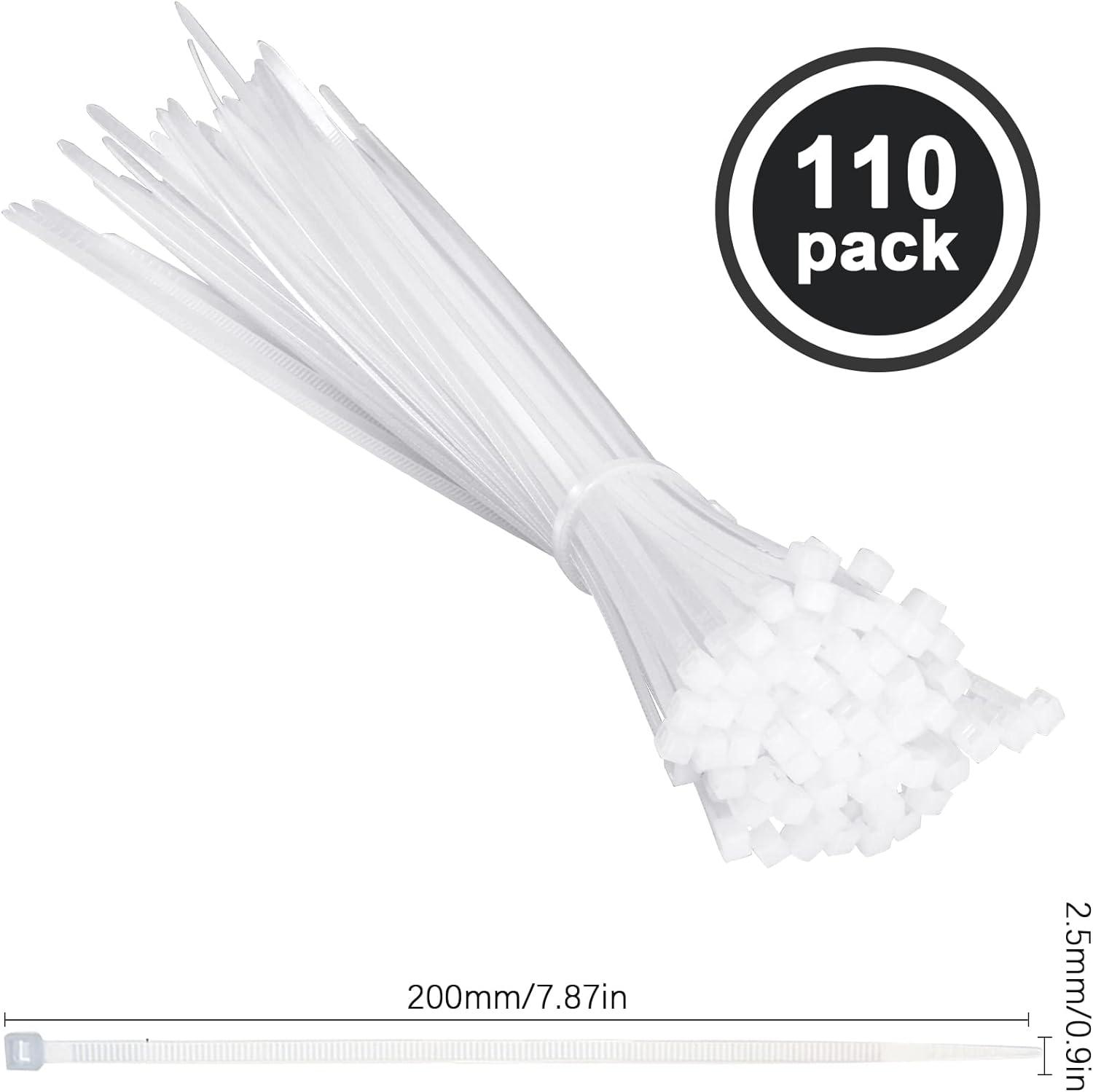 Dây buộc cáp điện 200 x 3,6 mm Dây buộc cáp nylon, Dây buộc thực vật, Dây nhựa, 100 Cái, Màu trắng