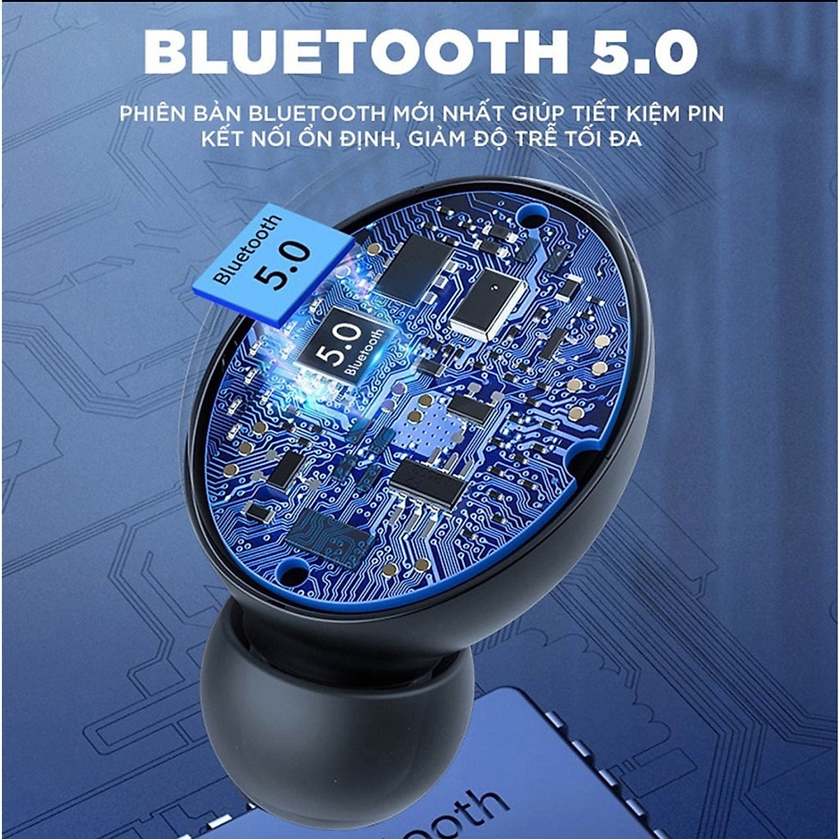 Tai nghe bluetooth ROYALMIC F9 Pro 5.0 - Tai nghe nhét tai kết nối không dây phiên bản quốc tế - Âm bass êm và sâu, chip AIC chống gây chói tai - Thiết kế thời thượng, hiện đại - Hàng Chính Hãng