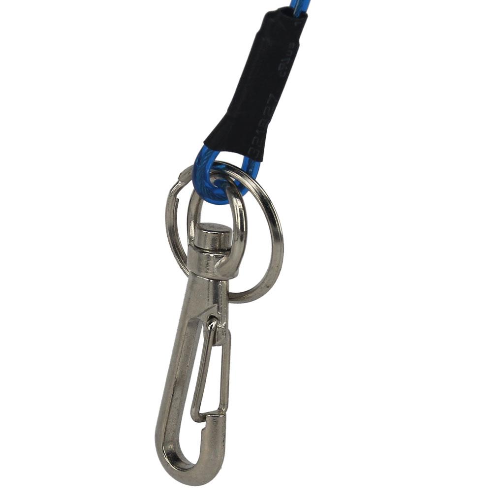 Retractable Coiled Fishing Lanyard Steel Wire Pier Rope Tether Blue