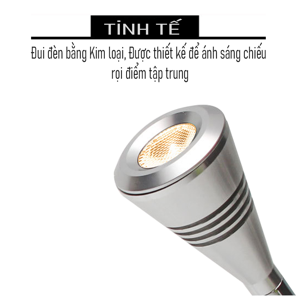 Đèn rọi Led gắn tường Kim loại 3W-220V, Đèn Đọc sách đầu giường, Đèn soi tranh trang trí phòng ngủ, phòng khách, nhà hàng, khách sạn