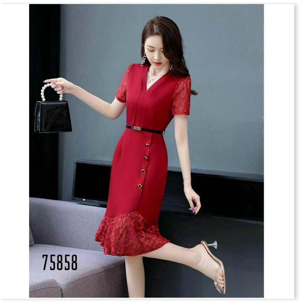 ĐẦM UMI TAY NGẮN,CỔ V,HỌA TIẾT TRƠN NHƯNG VÔ CÙNG SANG TRỌNG THỜI TRANG KING STORE
