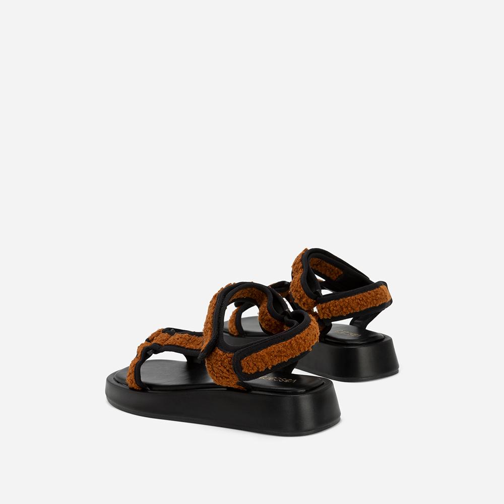 Vascara Sandal Đế Bánh Mì Phối Vải Lông - SDK 0329