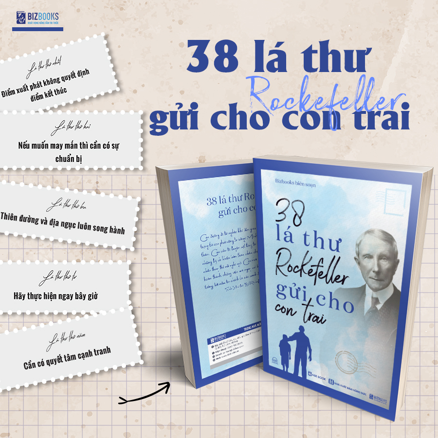 Sách - 38 Lá Thư Rockefeller Gửi Cho Con Trai - Sách Nuôi Dạy Con Bằng Những Bài Học Trong Kinh Doanh Và Cuộc Sống - MC