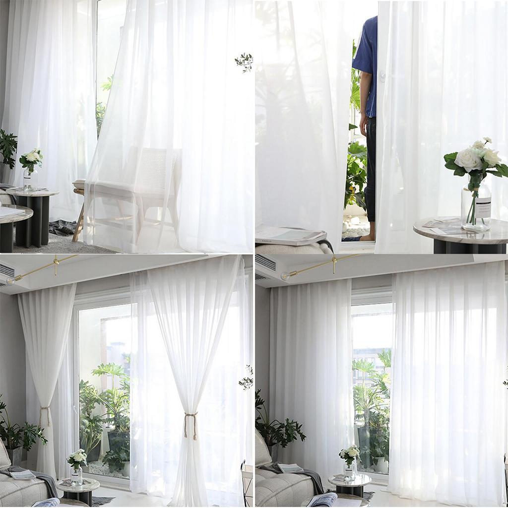 2pcs Sheer Chiffon Voile Curtain Panel Drape for Patio Sliding Doors 55x94inch
