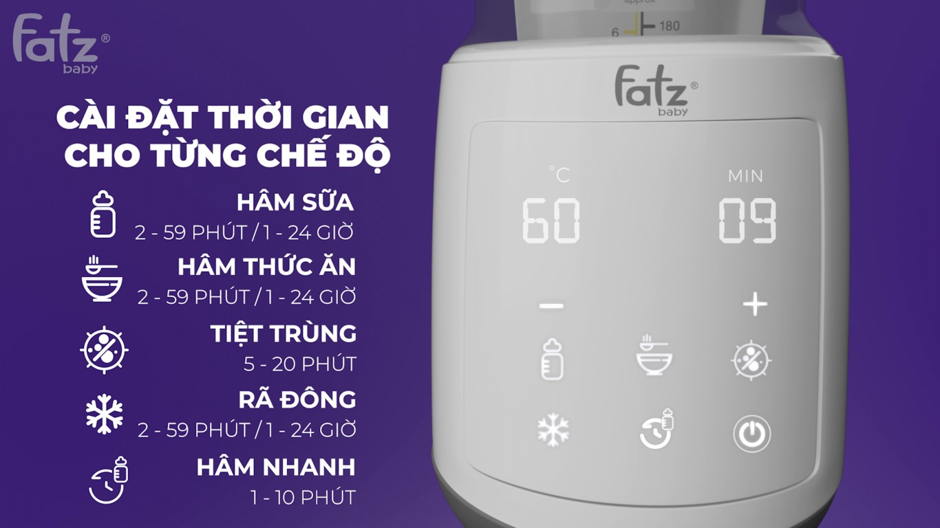 MÁY HÂM SỮA &amp;amp; TIỆT TRÙNG ĐIÊN TỬ - MONO 8 - FATZBABY FB3011TN