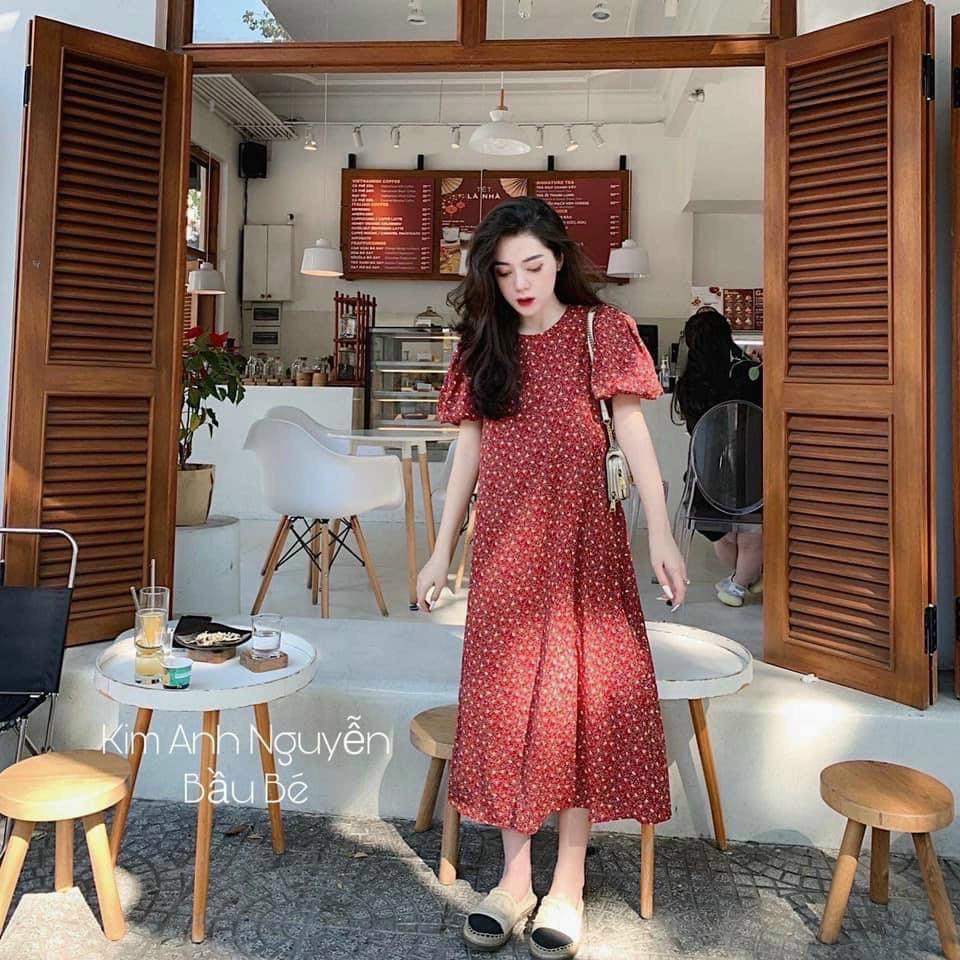 Váy bầu,đầm bầu thời trang thiết kế chất đũi hàn freesize từ 45 đến 70kg - Tổng kho đồ bầu