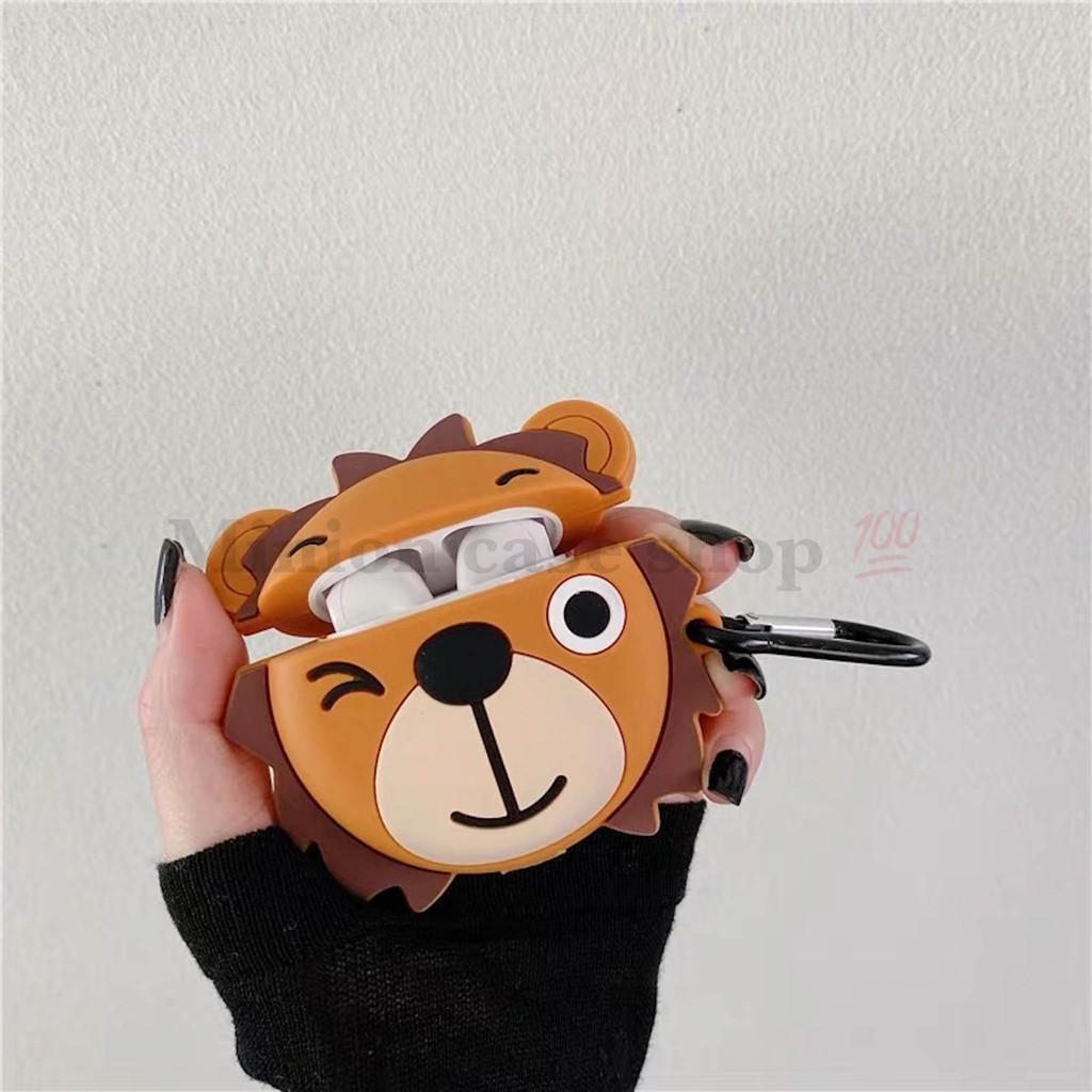 Bao Case Ốp dành cho airpod 1 và 2, tai nghe bluetooth i11,i12, i100, i9s... silicon 3D sử tử vàng cao cấp