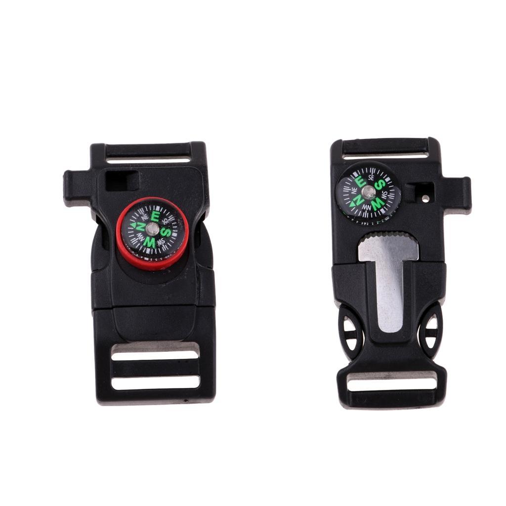 Plastic Side Release Buckle Emergency Whistle Compass Fire Starter Outdoors Sports Small Tools 6cmx3cm