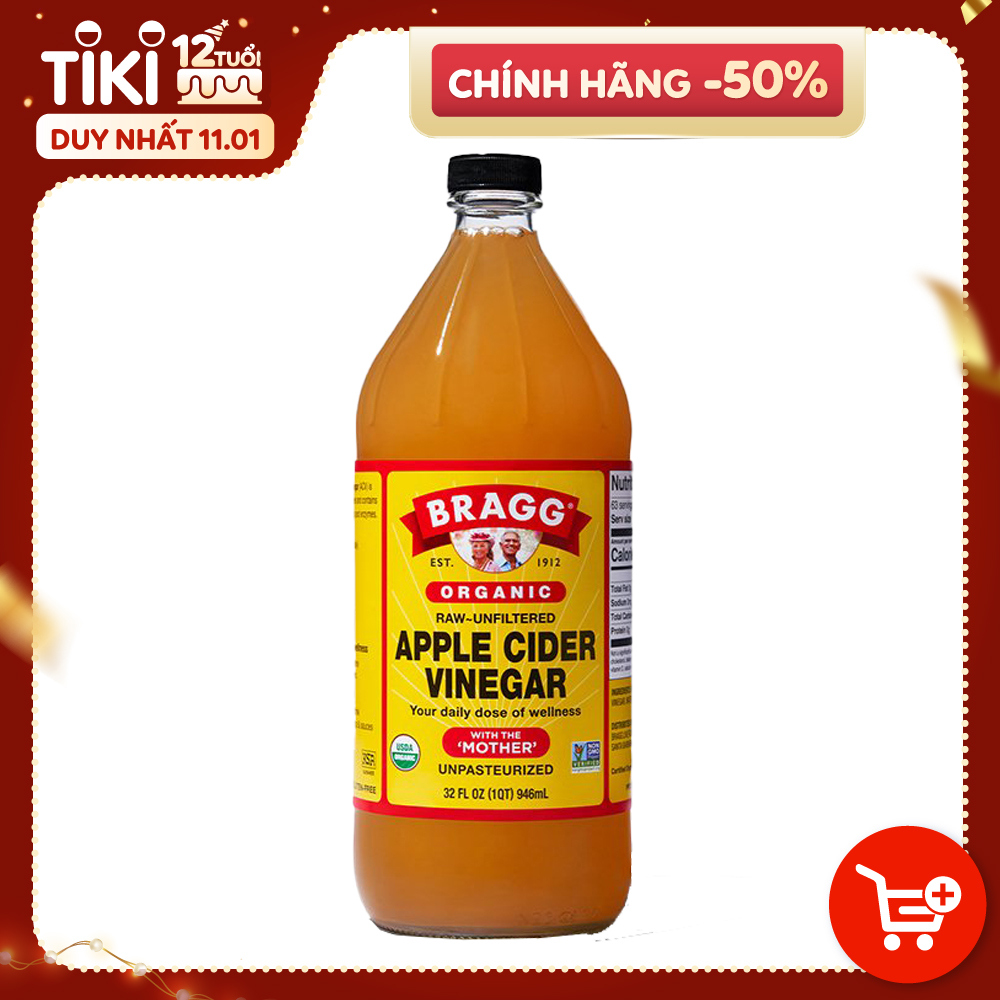 Giấm táo hữu cơ Organic Bragg (946ml)