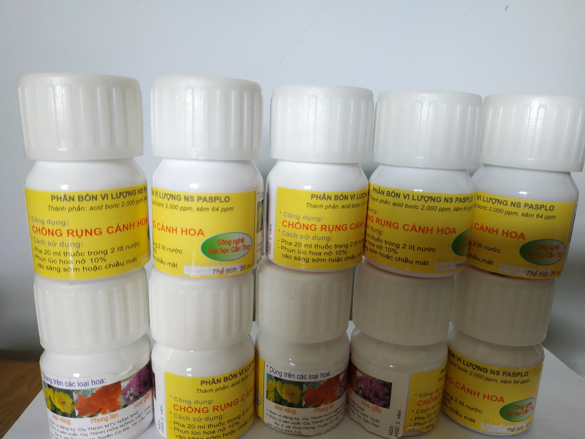 Combo 10 chai Phân bón vi lượng chống rụng cánh hoa chuyên dùng cho hoa mai, phong lan, hoa giấy CN ĐH Cần Thơ - chai 20 ml