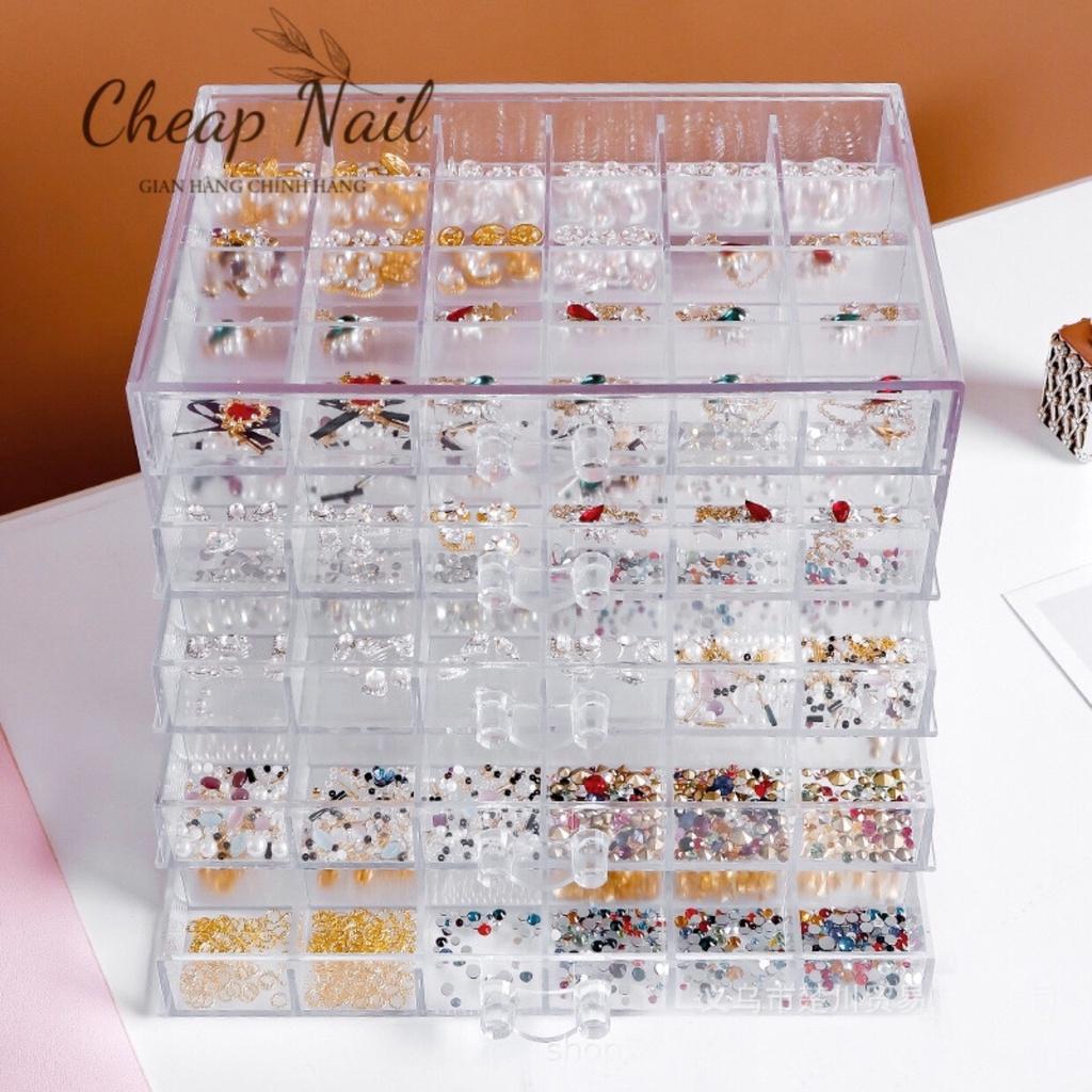 Khay đựng đá nail 5 tầng beeshi shop nail hộp đựng đá, đựng phụ kiện nail 120 ô