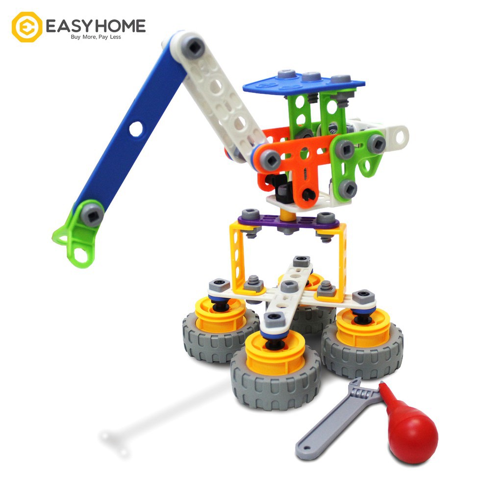 Đồ chơi giáo dục Stem - lắp ghép phát triển kỹ năng Build&Play mô hình cần cẩu xây dựng 92 chi tiết Toyshouse J-7701