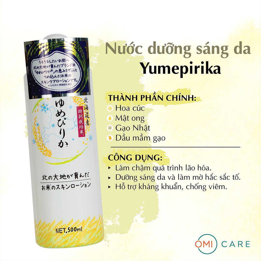 NƯỚC DƯỠNG SÁNG DA YUMEPIRIKA SKIN LOTION 100% TỪ GẠO SẠCH HOKKAIDO NHẬT BẢN 500ML