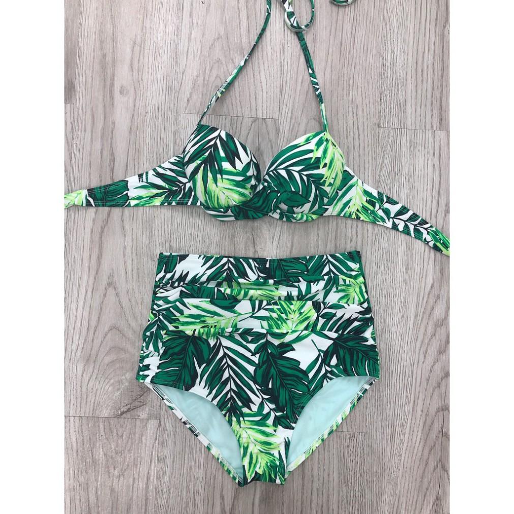 Đồ bơi bikini hai mảnh xanh lá chất thun lạnh mặc đi bơi đi biển