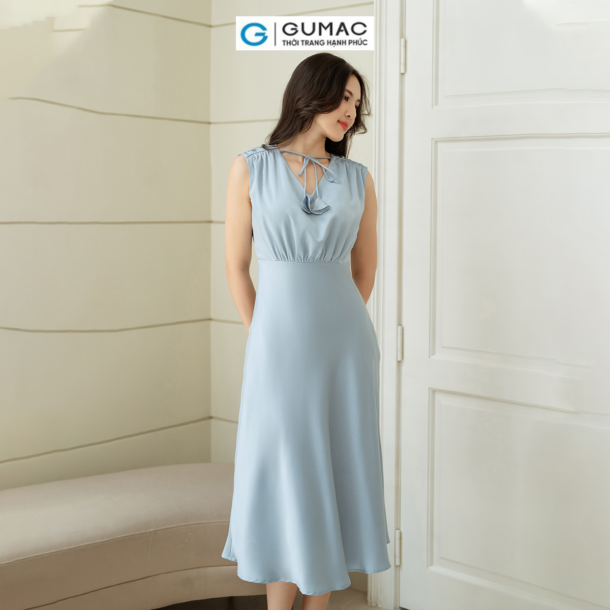 Đầm A nơ cách điệu GUMAC DD08042