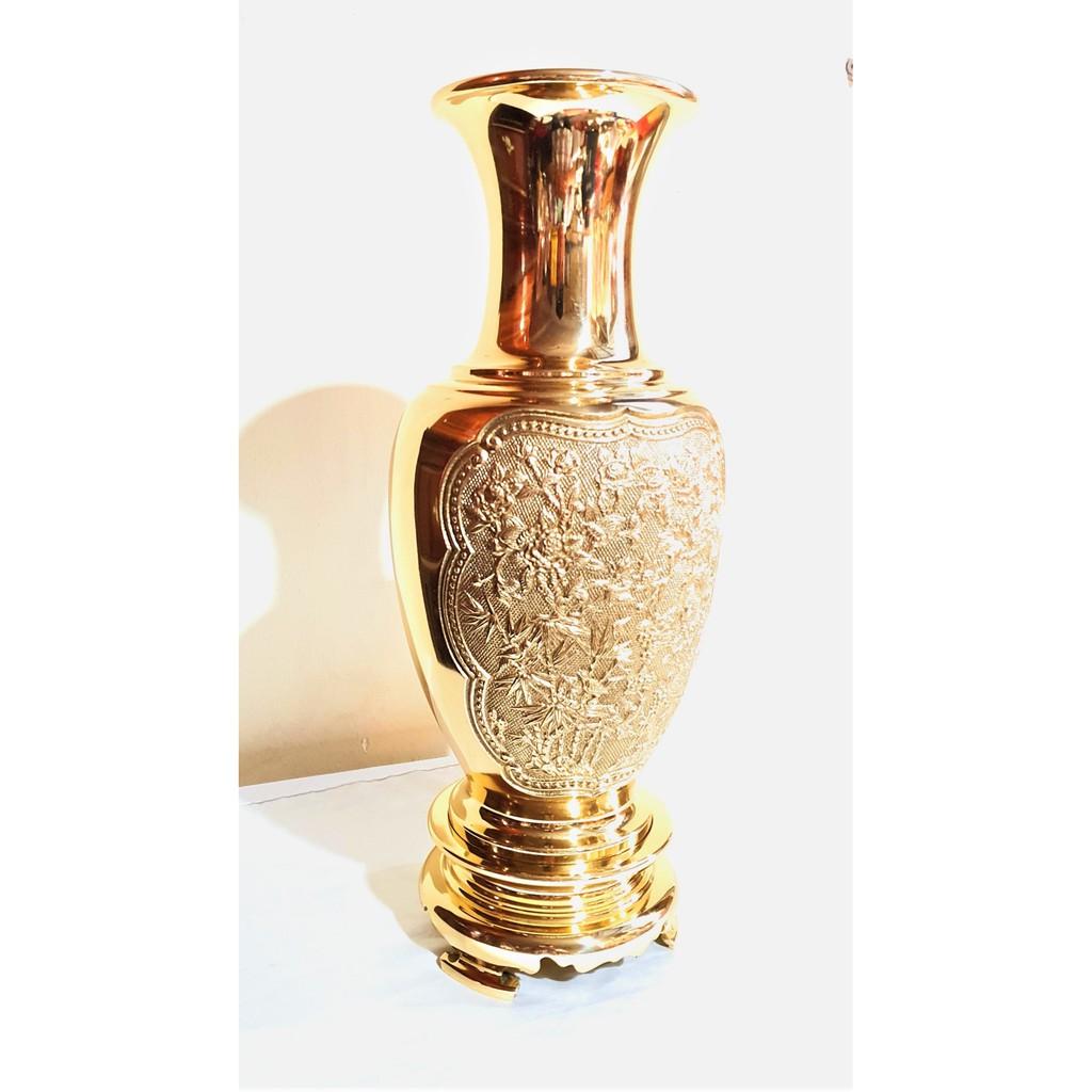 Lục Bình Bằng Đồng cao 37,5cm, đế cao 6,5cm