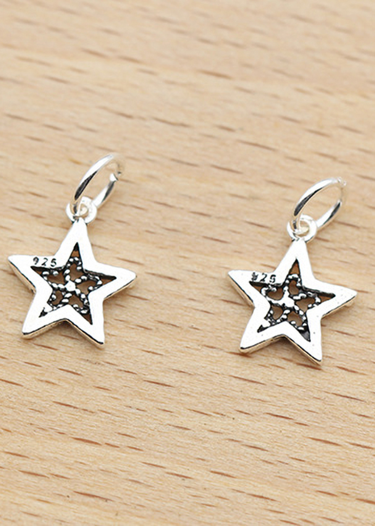 Combo 4 cái charm bạc hình sao 5 cánh treo - Ngọc Quý Gemstones