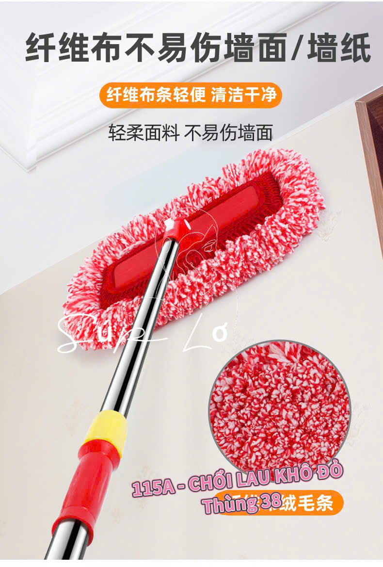 Cây Lau Bụi Đầu Bông Sợi Microfiber 139–240cm, Cán Inox Kéo Dài Xoay 360° – Chổi Quét Mạng Nhện, Trần Nhà, Khe Tường, Oto - HÀNG CHÍNH HÃNG MINIIN