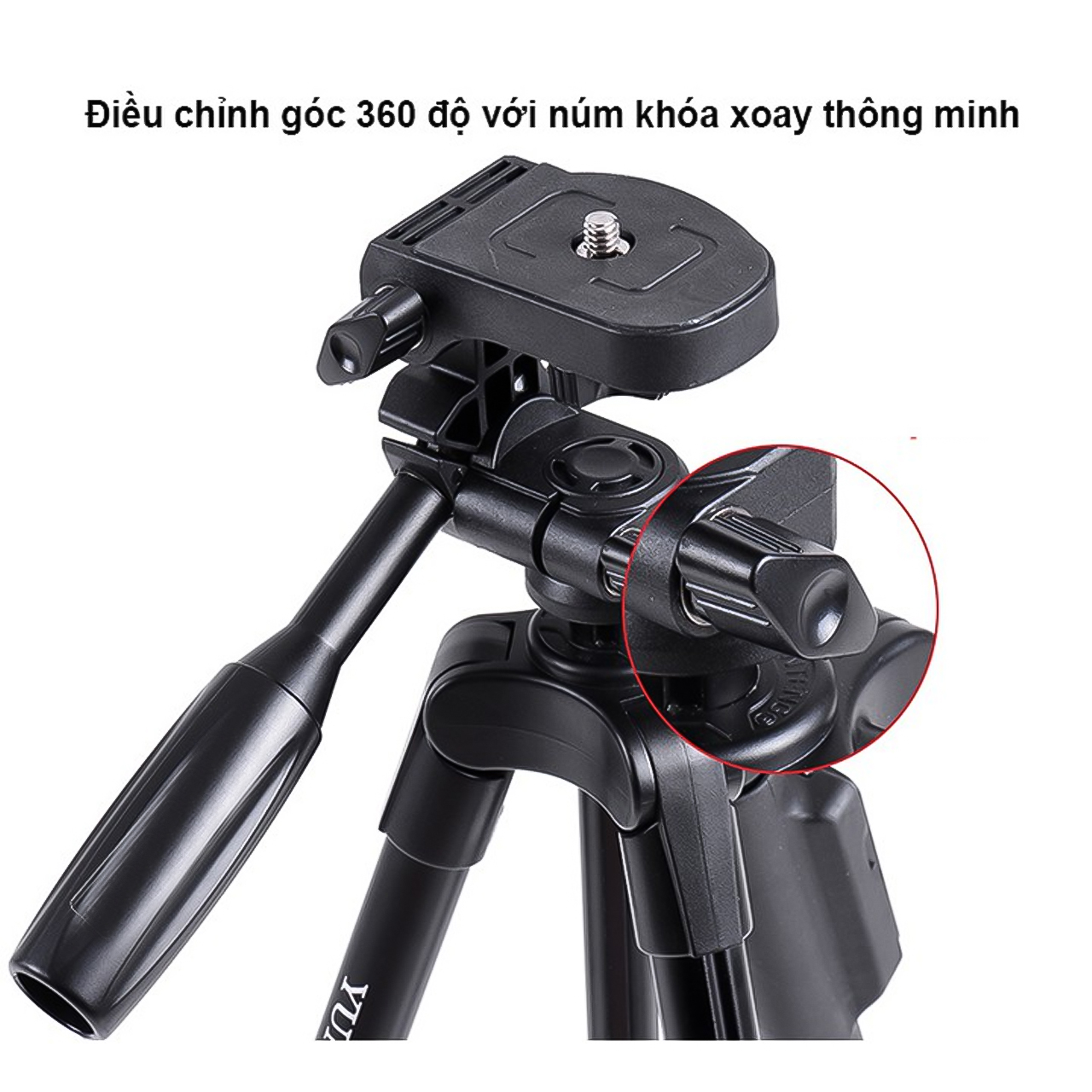 Tripod 3 chân Vinetteam YT VCT 5208 dùng để livestream tặng giá đỡ kẹp điện thoại, remote có túi đựng - hàng chính hãng