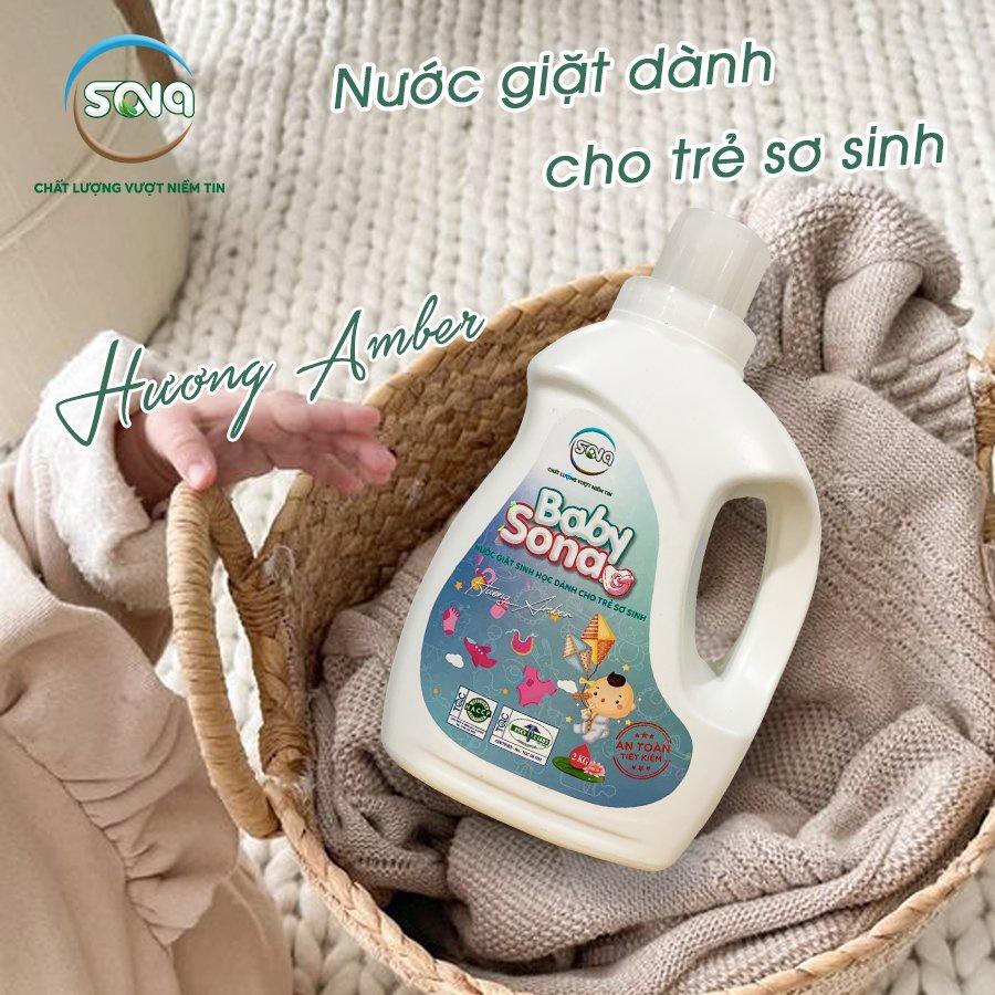 Nước giặt sinh học cho trẻ sơ sinh BABY SONA 2kg TIEMTAPHOASONA thành phần hữu cơ thơm lâu an toàn cho bé
