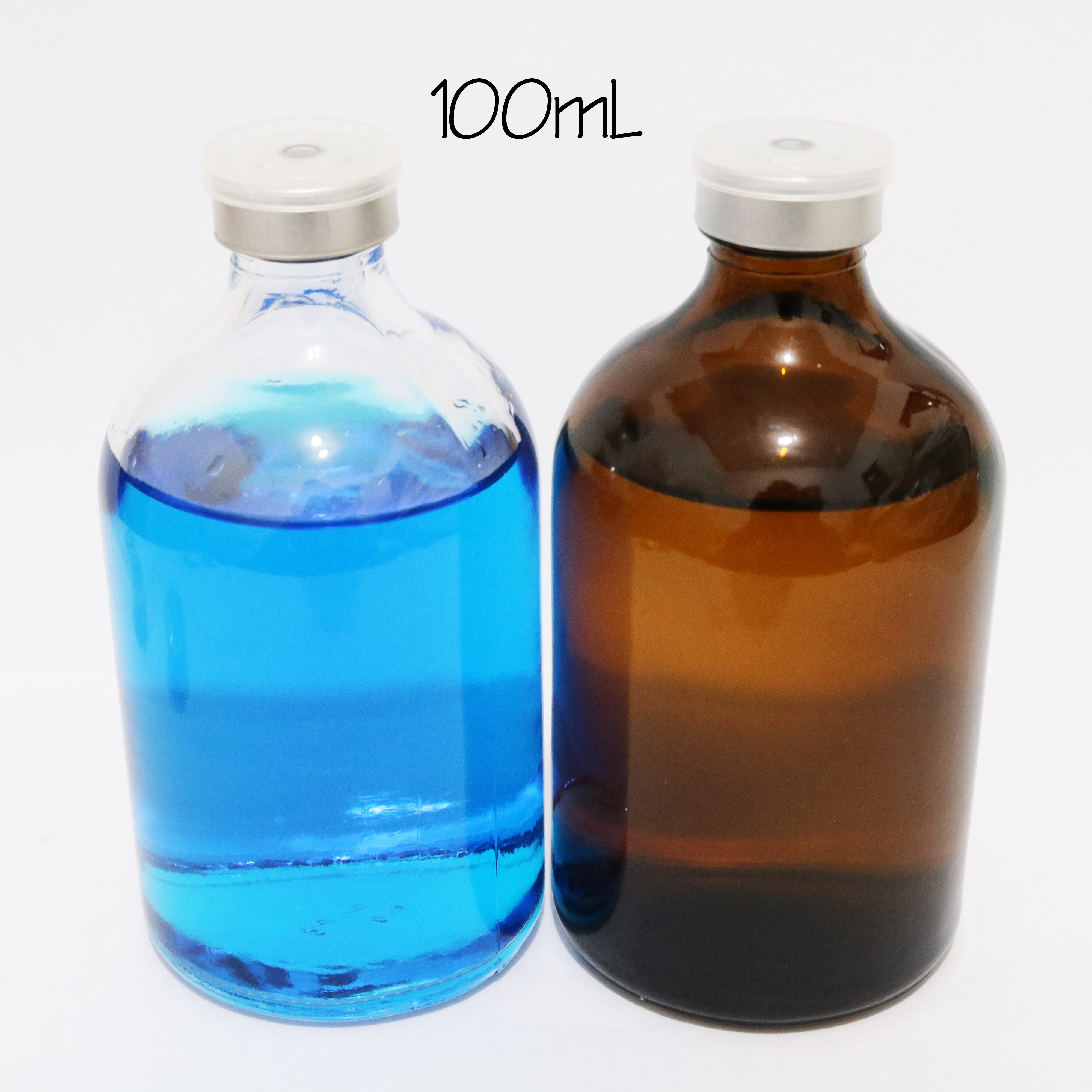 Lọ Thủy Tinh Thân Bầu Nâu 100ml - Kèm Nút Cao Su Xám Và Khoen Kim Loại