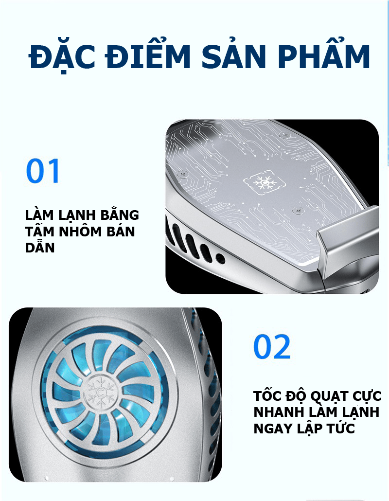 Đế tản nhiệt điện thoại K3 làm lạnh bán dẫn có đèn LED siêu đẹp tốc độ quạt 7000 vòng/ phút - giao màu ngẫu nhiên