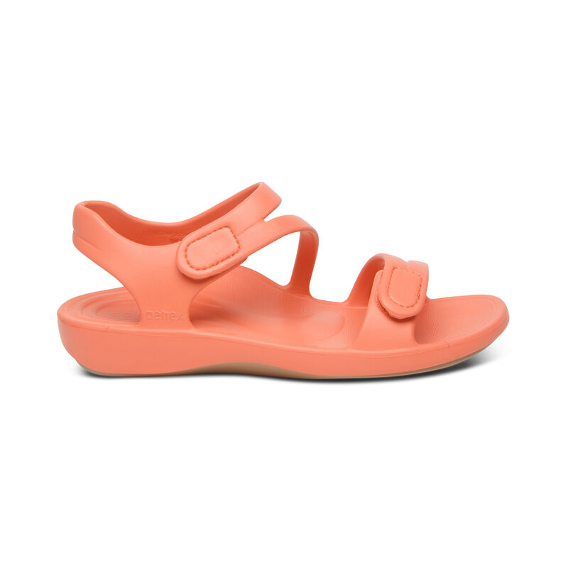 Sandal sức khoẻ nữ Aetrex Jillian Sport Coral - giày mềm nhẹ không thấm nước