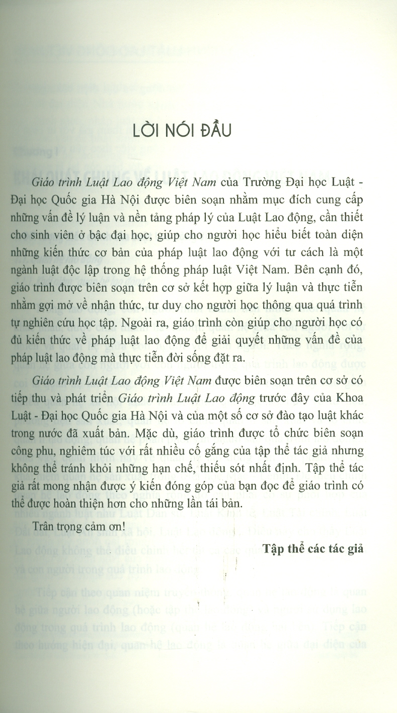 Giáo Trình Luật Lao Động Việt Nam - PGS.TS. Lê Thị Hoài Thu - (bìa mềm)