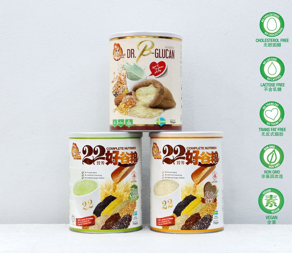 Bột ngũ cốc dinh dưỡng Good Lady Singapore - Dành cho người tiểu đường hoặc ăn kiêng - 22 Nutrimix Complete Glucan