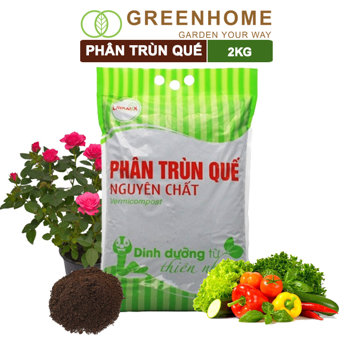 Phân trùn quế Lavamix, bao 2kg, nguyên chất, bổ sung dinh dưỡng, cải tạo đất