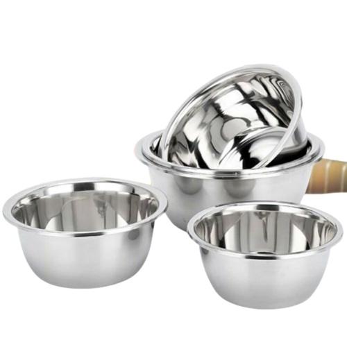 Bộ Thau Inox 5 Món Dùng Rửa Rau Củ Quả, Thau Trộn Salad Dày Dặn Siêu Tiện Dụng Cho Nhà Bếp Size Từ 14-24cm