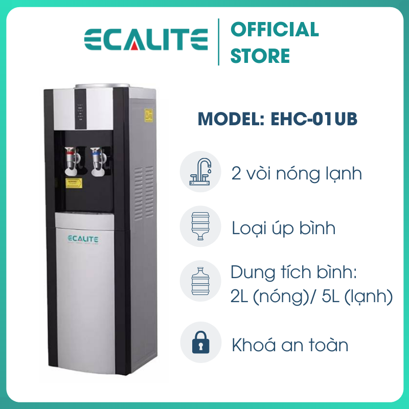 Cây nước nóng lạnh úp bình Ecalite EHC-01UB - Làm lạnh bằng Block - Hàng Chính Hãng