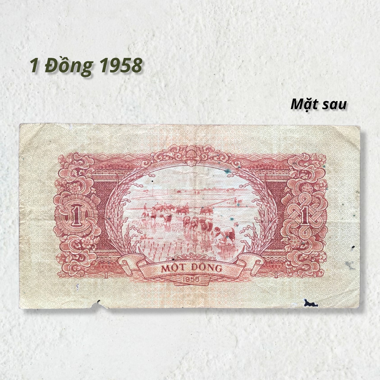 Tiền xưa Việt Nam 1 đồng 1958 hình Cột Cờ Hà Nội chất lượng cũ như hình.