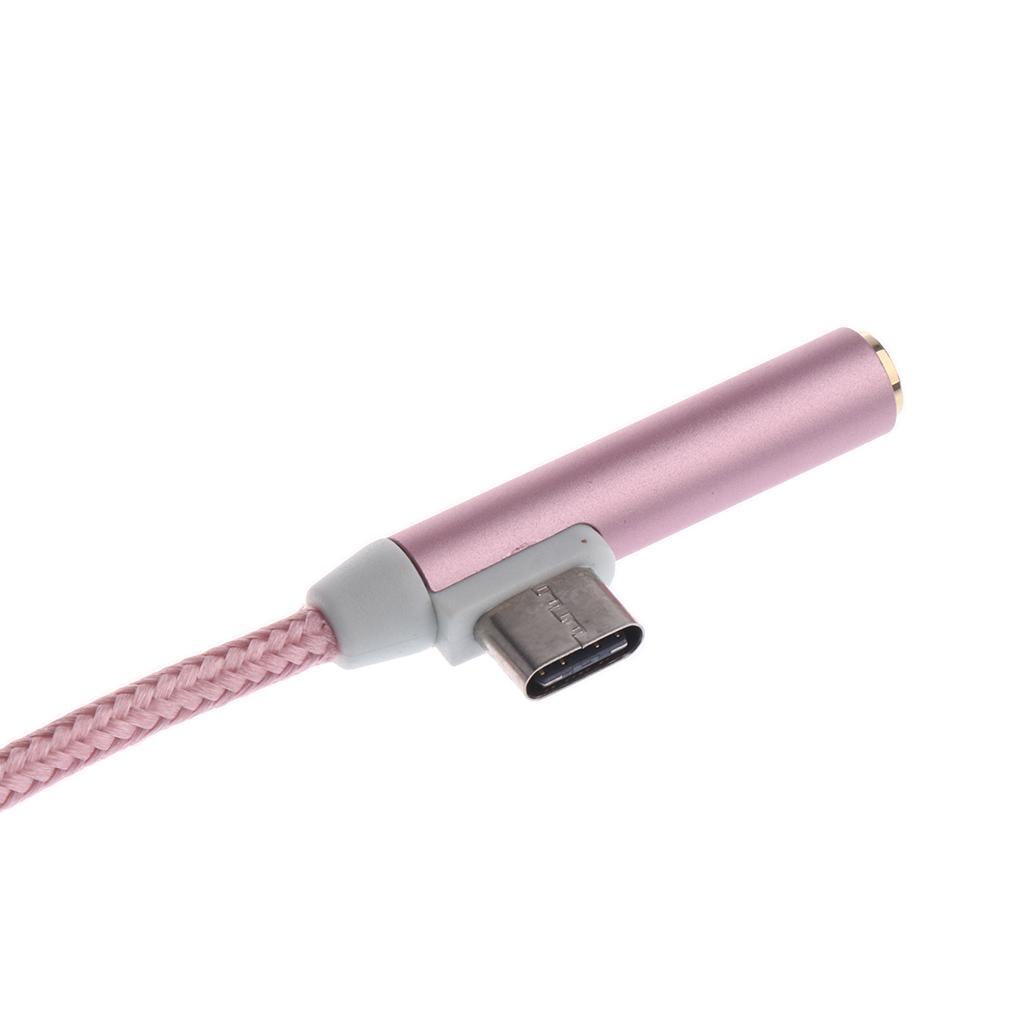 To 3.5mm Headphone Audio USB-C Charging Splitter Adapter Rose Gold