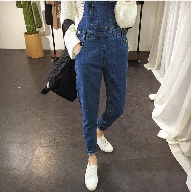 Quần yếm jean dài trơn YD02