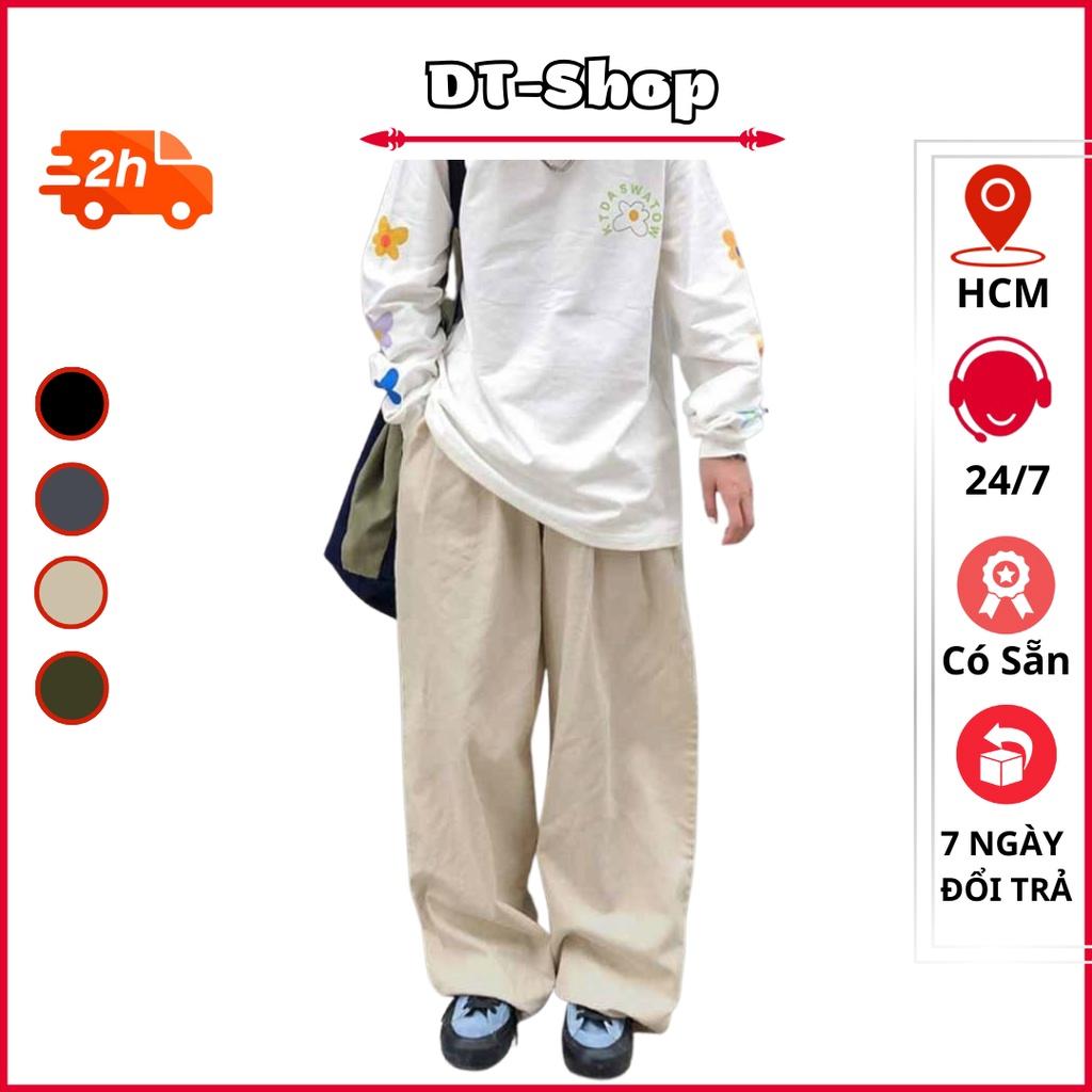 Quần Baggy Kaki Unisex Basic nam nữ cạp chun ống rộng phong cách Hàn Quốc