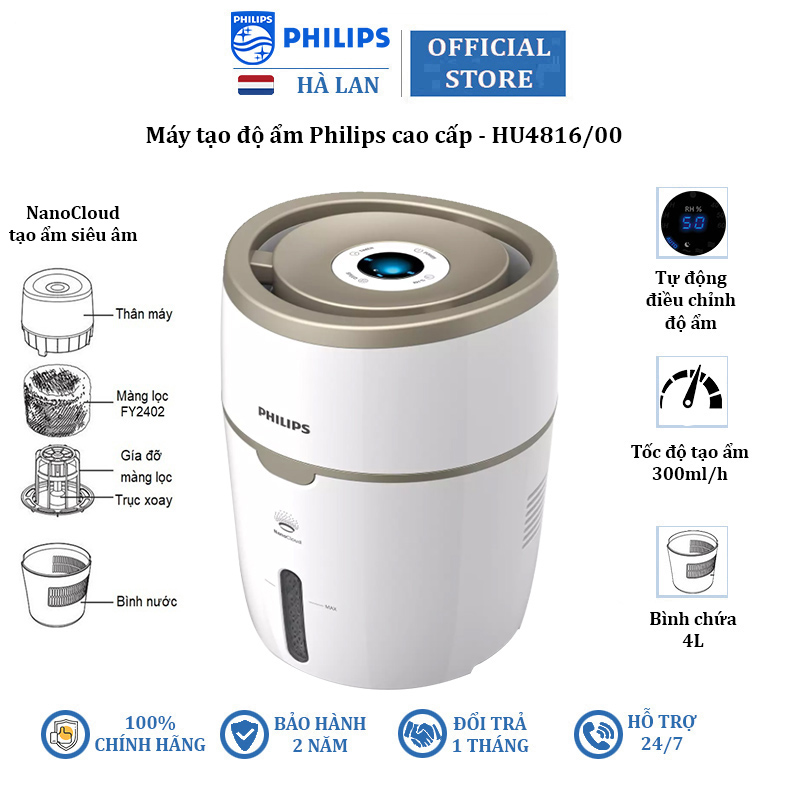 Máy tạo độ ẩm khong khí trong nhà Philips HU4816/00 ới công nghệ NanoCloud  - HÀNG NHẬP KHẨU