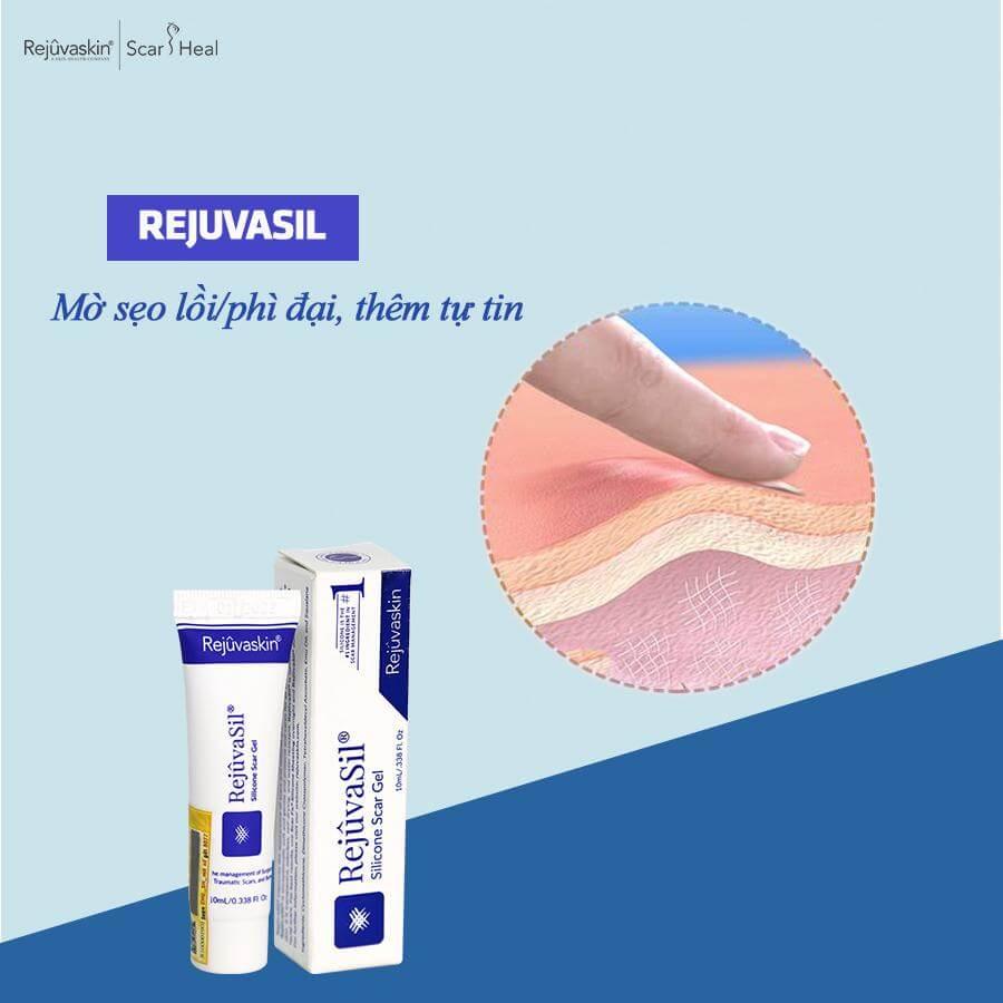 Gel ngăn ngừa sẹo và làm xẹp sẹo lồi, sẹo phì đại REJUVASKIN Rejuvasil 15ml