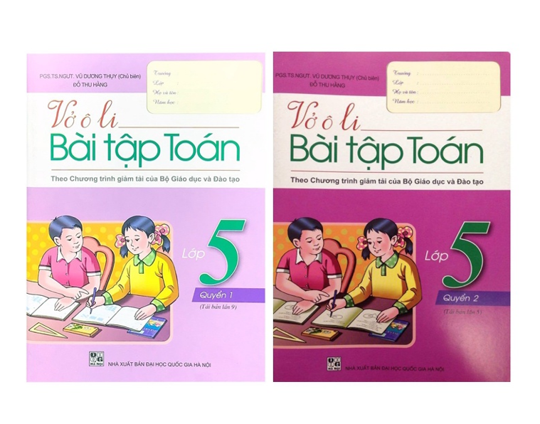 Sách Combo Vở ô li bài tập toán lớp 5