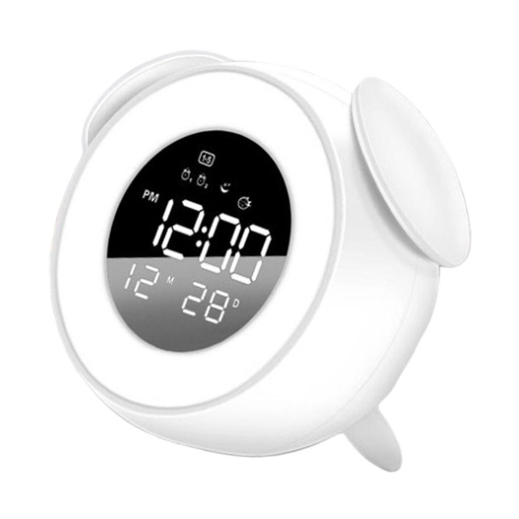 LED Digital Alarm Clock Light Sunrise Night Lamp for Kid Room White