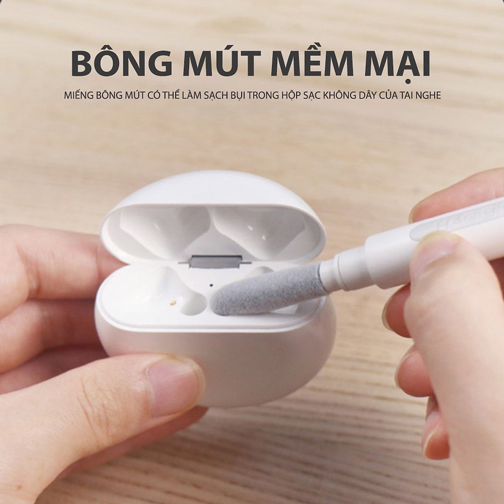 Bút Vệ Sinh Tai Nghe Bluetooth 3 Trong 1 Cao Cấp - Làm sạch bụi bẩn trong hộp đựng, loa, cổng sạc, điện thoại