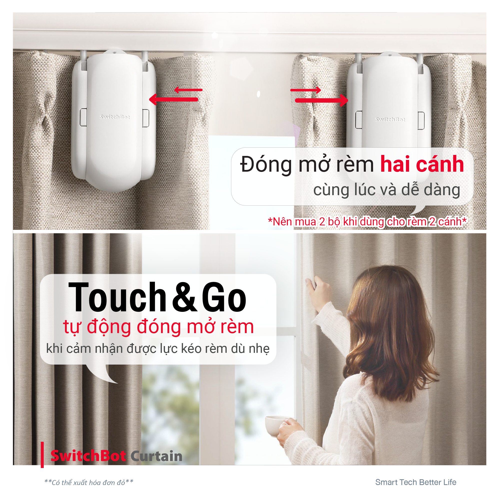 Thiết bị rèm cửa thông minh VAYO - SwitchBot Curtain - Hàng chính hãng - Motor điện thông minh - Điều khiển qua app, cài đặt thời gian, cảm biến ánh sáng, liên kết Hub Mini/++ tương thích với Alexa, Google Home, HomePod, IFTTT