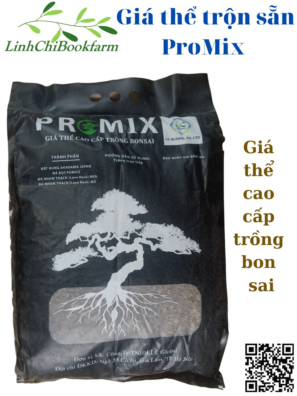 Đất trồng bonsai cao cấp Promix - dùng trồng các loại cây bonsai, giữ độ ẩm và chất dinh dưỡng, thoát nước nhanh, khô nhanh