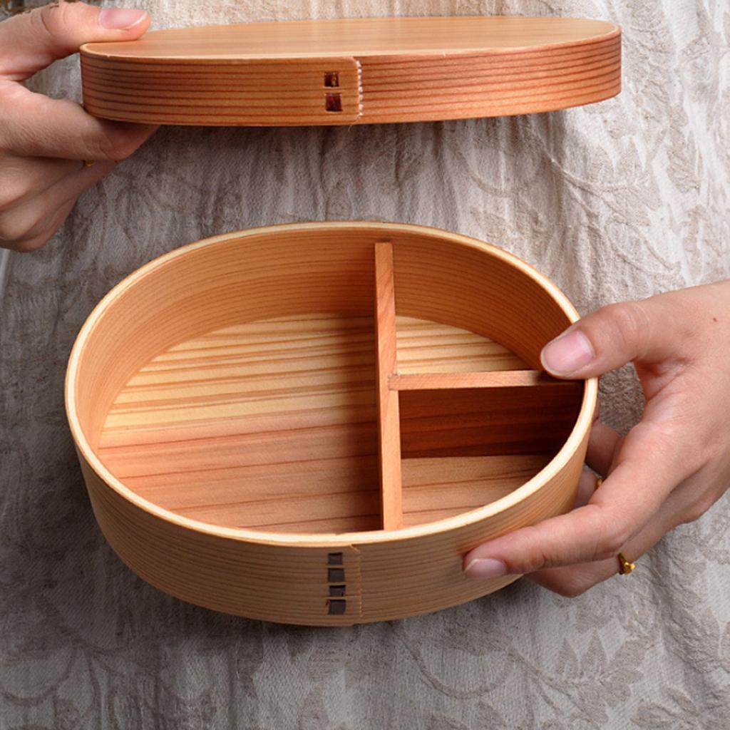 Wooden 1 Tier Lunch Box Bento Box Food Sushi Snack Appetizer Container