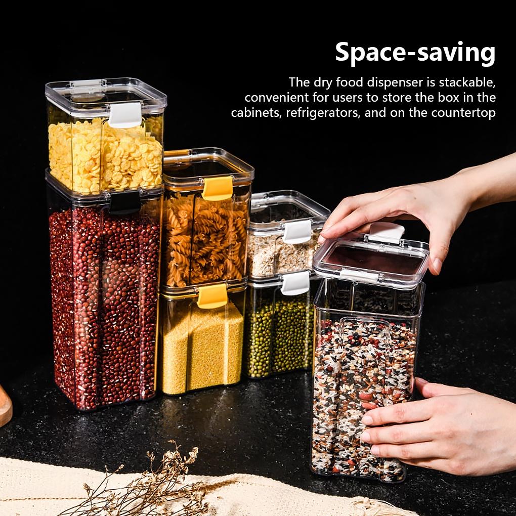 Food Storage Container with Airtight Lids Kitchen Rice Dispenser Spices Baking Flour Organizer Case Indoor